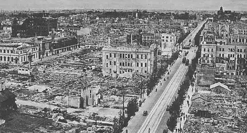A view of Nagoya after the bombing in 1945