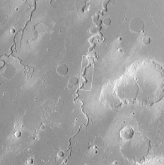 Wide view of the Nanedi Valles, as seen by Viking 1 Orbiter