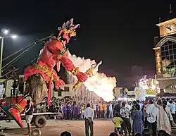 Narakasura effigy in Goa accompanied with pyrotechnics.