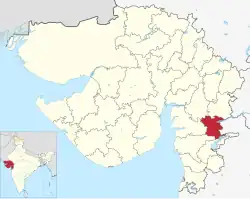 Location of district in Gujarat