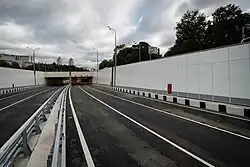 Moscow's first double-deck tunnel was opened in 2016 as part of the built section of the North-Western Chord.[3]