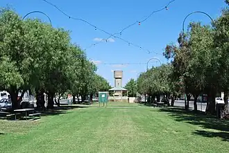 Park in the centre of Blake St, the main street of town