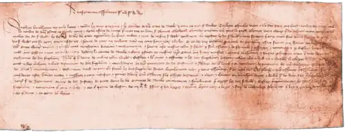 Scan of a 1411 petition from the citizens of Lincoln to the King