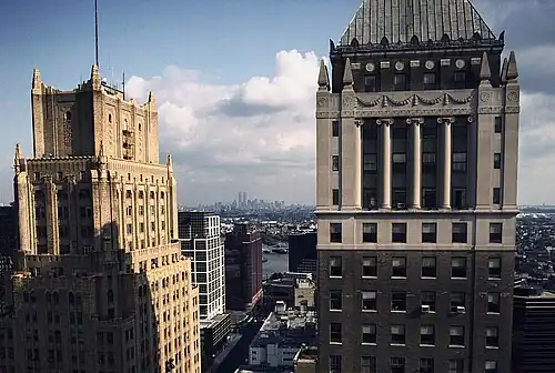 The Lefcourt Building (1930) by Frank Grad and the National Newark Building by John H. & Wilson C. Ely (1933) in Newark, NJ