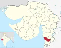 Location of district in Gujarat