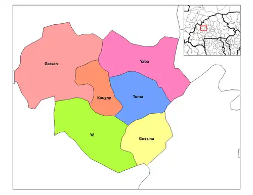 Yé Department location in the province
