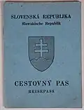 Slovak passport issued between 1939 and 1945, by the First Slovak Republic