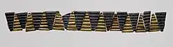 Necklace; 2600–2500 BC; gold and lapis lazuli; length: 22.5 centimetres (8.9&nbsp;in); Royal Cemetery at Ur (Iraq); Metropolitan Museum of Art