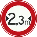 C18: No access for vehicles with a width, including the load, greater than indicated