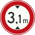 C19: No access for vehicles with a height, including the load, greater than indicated