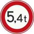 C21: No access for vehicles or combinations of vehicles with a total weight greater than indicated