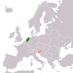 Map indicating locations of Netherlands and Slovenia