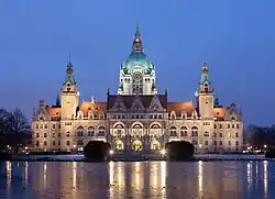 Hanover's New Town Hall at night