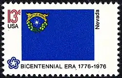 The state flag as depicted in the 1976 bicentennial postage stamp series.