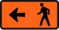 Pedestrians follow this sign (to the left)