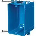 New-work wall box. Nails attach box to side of stud.