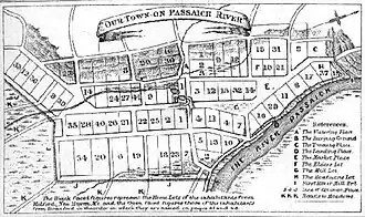 Historic map showing early plot lines of Newark