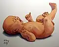 Newborn baby (watercolour and gouache on paper)