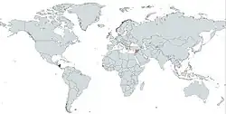 Map indicating locations of Nicaragua and Syria