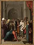 Pharisees bring a woman accused of adultery before Christ