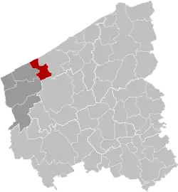 Location of Nieuwpoort in West Flanders