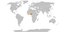 Map indicating locations of South Korea and Nigeria