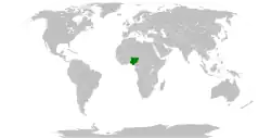 Map indicating locations of Nigeria and Taiwan