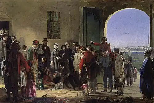 A painting of Florence Nightingale by Jerry Barrett in 1857.
