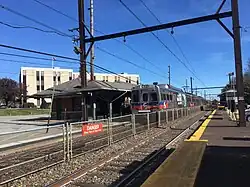 A Center City-bound train stops at Noble station in November 2017