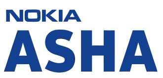 The Nokia Asha 306 smart phone displayed as in used condition.