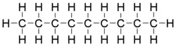 Skeletal formula of nonane with all implicit carbons shown, and all explicit hydrogens added