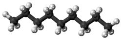 Ball-and-stick model of the nonane molecule