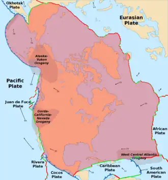 Map of the North American plate