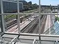 Station platforms from mezzanine