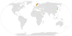 Map indicating locations of North Korea and Sweden