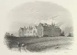 Engraving of a large Gothic-style building