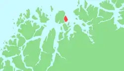 Locator map of Laukøya, Troms, Norway