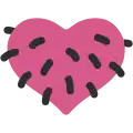 Pink heart symbol with short hairs