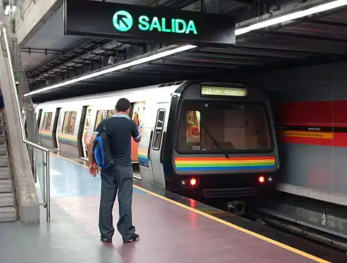 A Caracas Metro S3 train, from which the design of the trains used in Istanbul's M2, M4 and M6 lines is derived