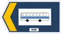 Left arrow - Athens Urban Transport (OASA) guidance sign (with route label).