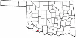 Location of Grandfield, Oklahoma