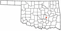 Location of Holdenville, Oklahoma