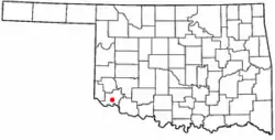 Location of Olustee, Oklahoma
