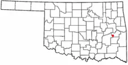 Location of Quinton, Oklahoma