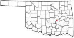 Location of Yeager, Oklahoma
