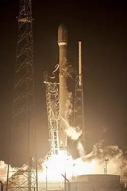 Launch of a set of Orbcomm communications satellites atop a Falcon 9 rocket from SLC-40 in 2015