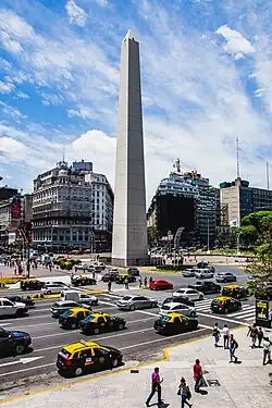 The Obelisk of Buenos Aires, Argentina, erected in 1936 to commemorate the quadricentennial of the foundation of the city