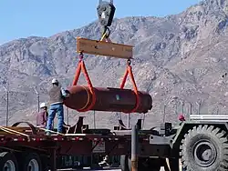 MOP being offloaded in preparation for its first explosive test, 2007.