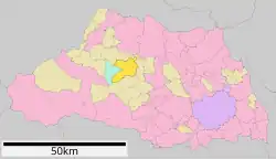 Ogawa (in bright yellow) in Saitama Prefecture