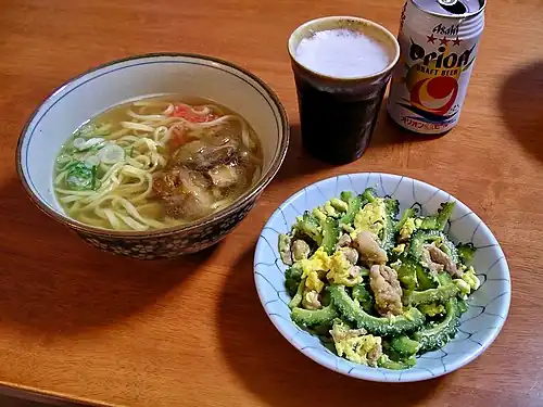 With Okinawa soba and Orion beer